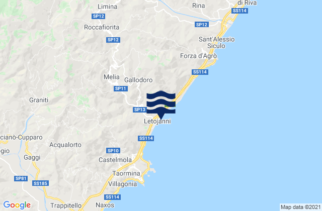 Mappa delle Getijden in Gallodoro, Italy