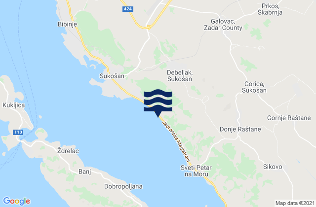 Mappa delle Getijden in Galovac, Croatia