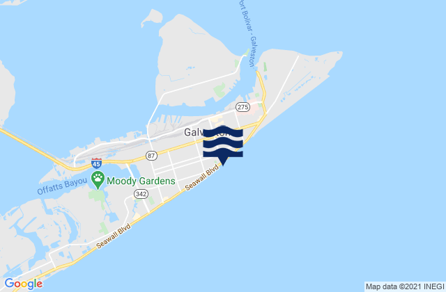 Mappa delle Getijden in Galveston - FlagshipPier, United States