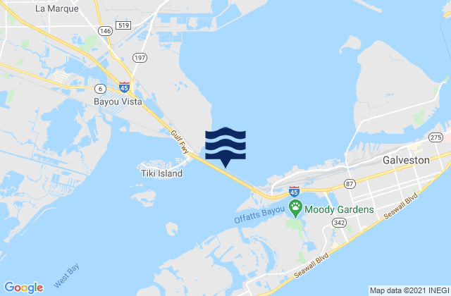 Mappa delle Getijden in Galveston Causeway RR. bridge, United States