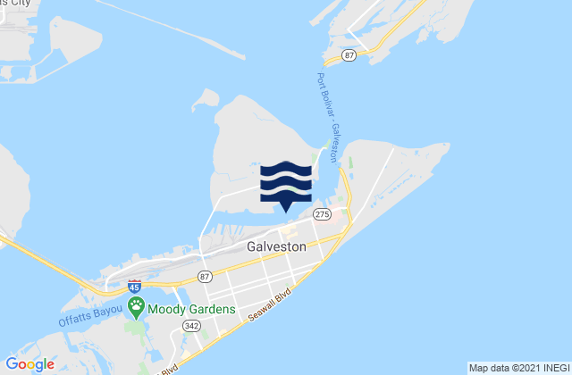 Mappa delle Getijden in Galveston Pier 21, United States