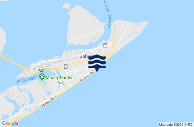Mappa delle Getijden in Galveston Pleasure Pier, United States