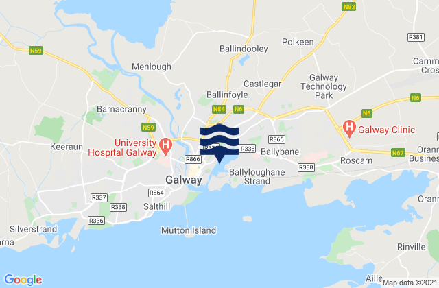 Mappa delle Getijden in Galway City, Ireland