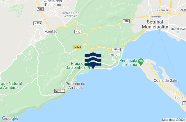 Mappa delle Getijden in Galápos beach, Portugal