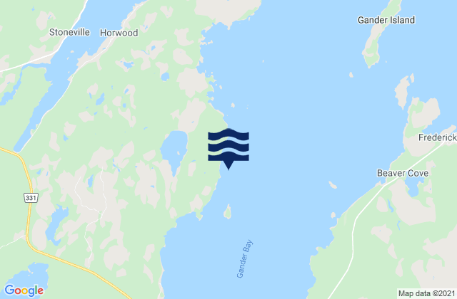 Mappa delle Getijden in Gander Bay, Canada