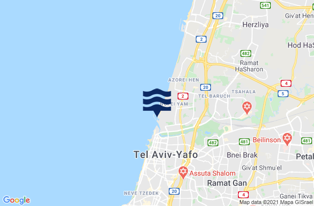 Mappa delle Getijden in Ganei Tikva, Israel