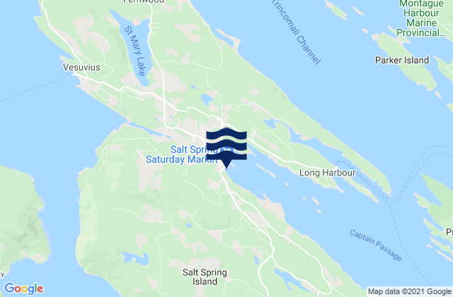 Mappa delle Getijden in Ganges Harbour, Canada