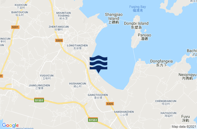 Mappa delle Getijden in Gangtou, China