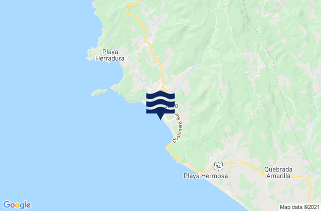 Mappa delle Getijden in Garabito, Costa Rica