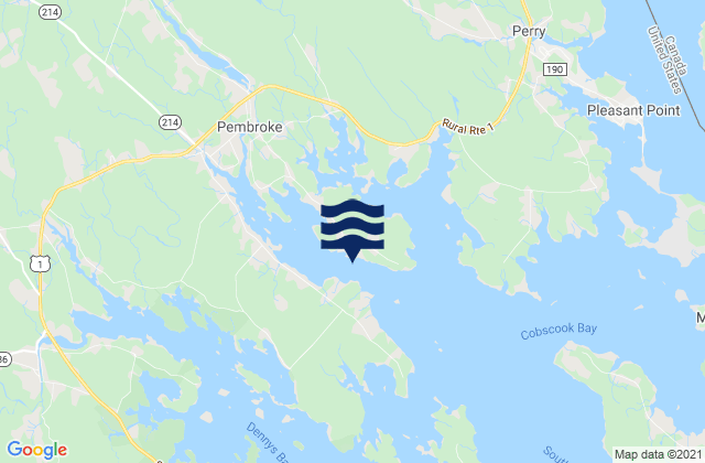 Mappa delle Getijden in Garnet Point (Pennamquan River), Canada
