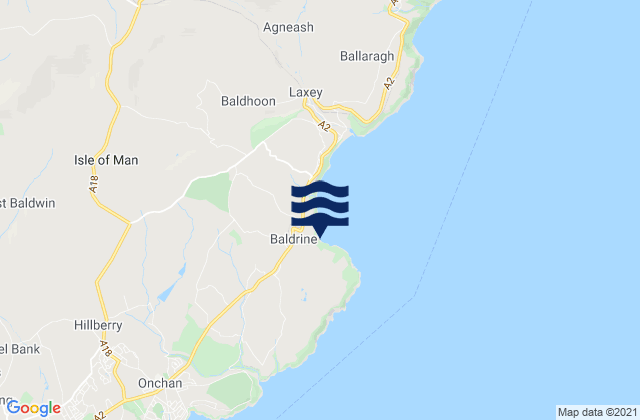Mappa delle Getijden in Garwick Bay Beach, Isle of Man