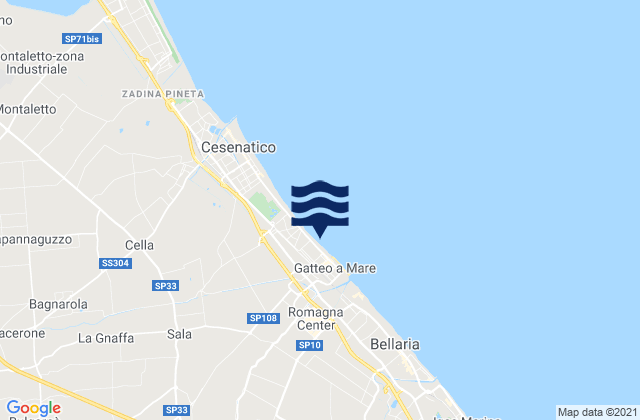 Mappa delle Getijden in Gatteo-Sant'Angelo, Italy