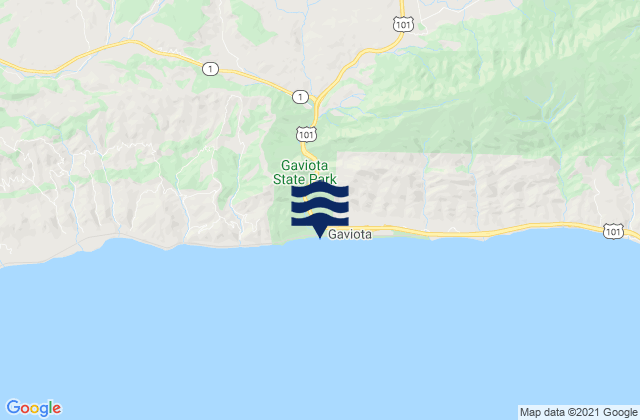 Mappa delle Getijden in Gaviota Beach, United States