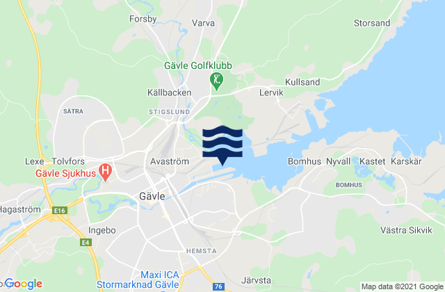 Mappa delle Getijden in Gavle, Sweden