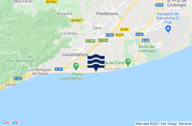 Mappa delle Getijden in Gavà, Spain