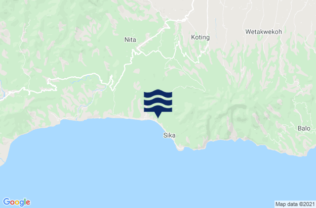 Mappa delle Getijden in Gehaklau, Indonesia