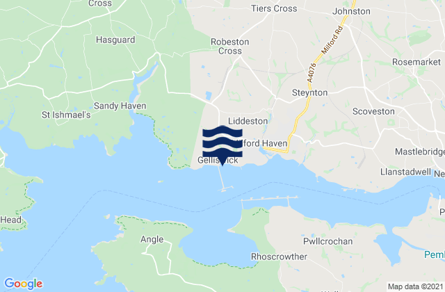 Mappa delle Getijden in Gelliswick Bay Beach, United Kingdom