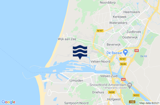 Mappa delle Getijden in Gemeente Beverwijk, Netherlands