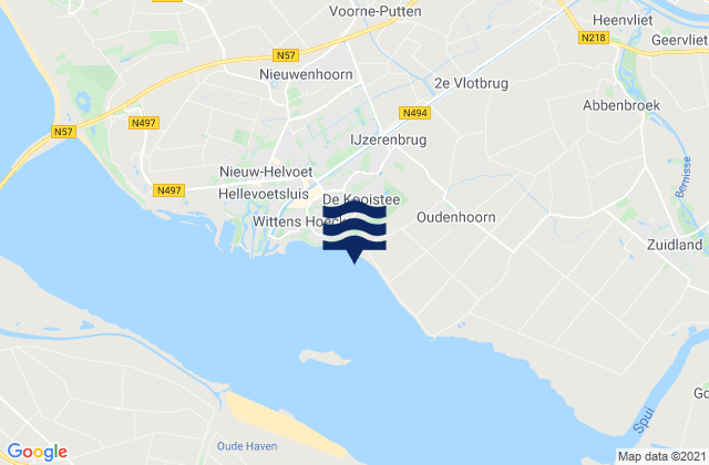 Mappa delle Getijden in Gemeente Brielle, Netherlands
