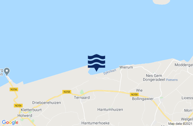 Mappa delle Getijden in Gemeente Dantumadiel, Netherlands
