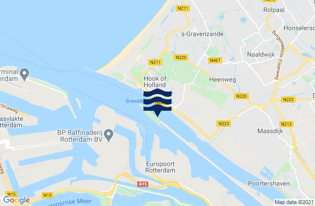 Mappa delle Getijden in Gemeente Maassluis, Netherlands