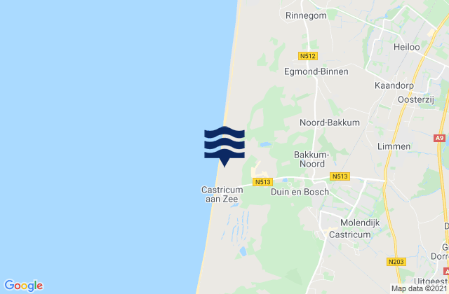 Mappa delle Getijden in Gemeente Uitgeest, Netherlands