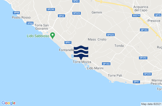 Mappa delle Getijden in Gemini, Italy