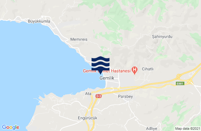 Mappa delle Getijden in Gemlik, Turkey