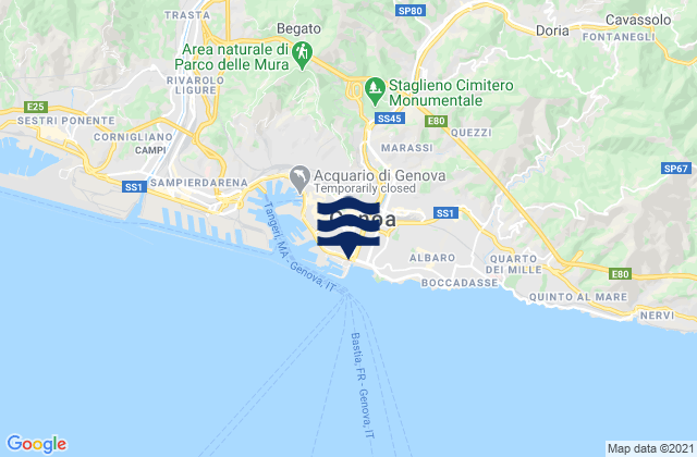 Mappa delle Getijden in Genoa, Italy