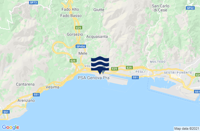 Mappa delle Getijden in Genoa Voltri, Italy