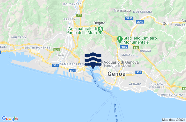Mappa delle Getijden in Genova, Italy