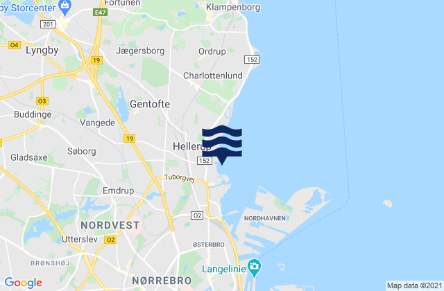 Mappa delle Getijden in Gentofte Kommune, Denmark