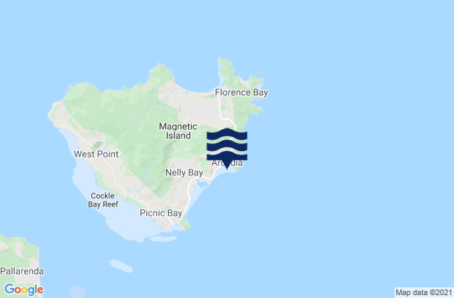 Mappa delle Getijden in Geoffrey Bay, Australia