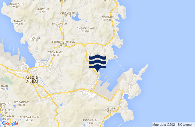 Mappa delle Getijden in Geoje-si, South Korea
