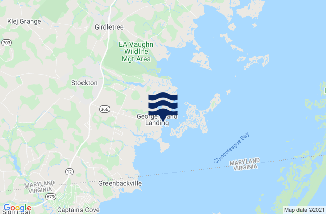 Mappa delle Getijden in George Island Landing, Chincoteague Bay, United States