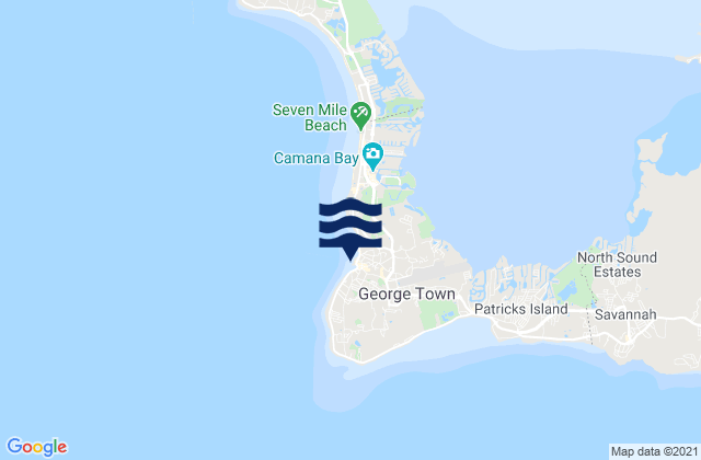 Mappa delle Getijden in George Town, Cayman Islands