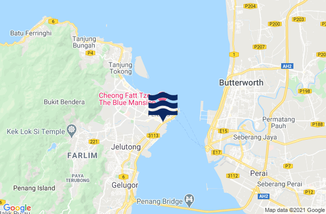 Mappa delle Getijden in George Town, Malaysia