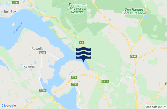 Mappa delle Getijden in George Town, Australia