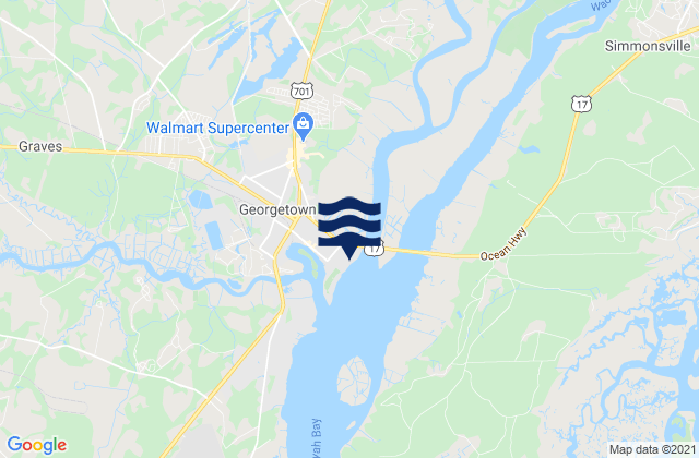 Mappa delle Getijden in Georgetown County, United States