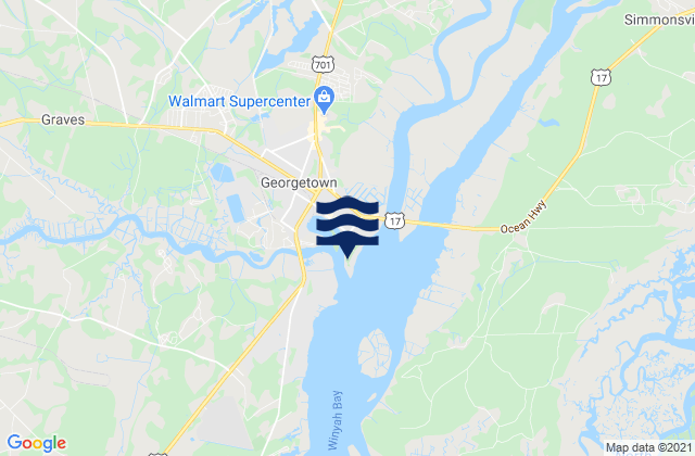 Mappa delle Getijden in Georgetown Sampit River, United States