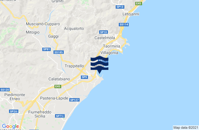 Mappa delle Getijden in Giardini-Naxos, Italy