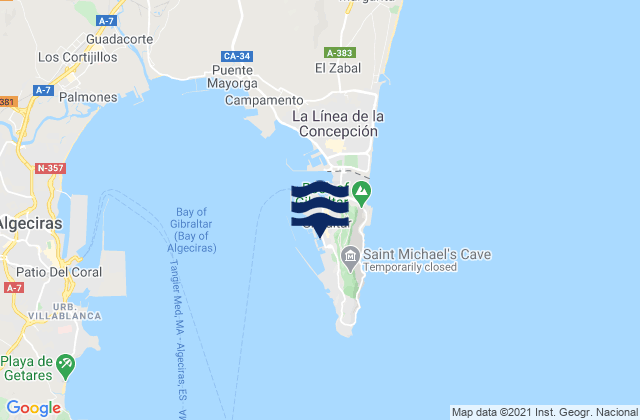 Mappa delle Getijden in Gibraltar (U.K.), Spain