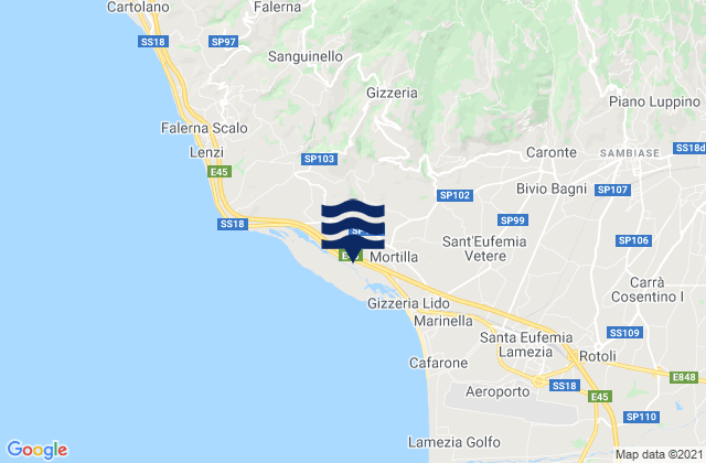 Mappa delle Getijden in Gizzeria, Italy