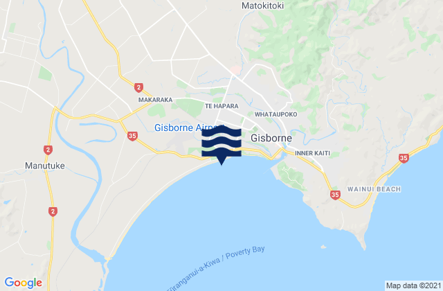 Mappa delle Getijden in Gizzy Pipe (Gisborne), New Zealand