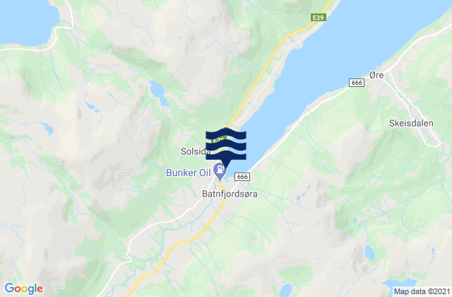 Mappa delle Getijden in Gjemnes, Norway