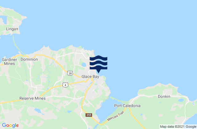 Mappa delle Getijden in Glace Bay, Canada