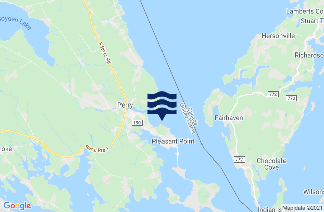 Mappa delle Getijden in Gleason Cove, Canada