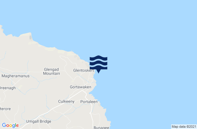 Mappa delle Getijden in Glengad Head, Ireland