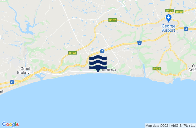 Mappa delle Getijden in Glentana Beach, South Africa