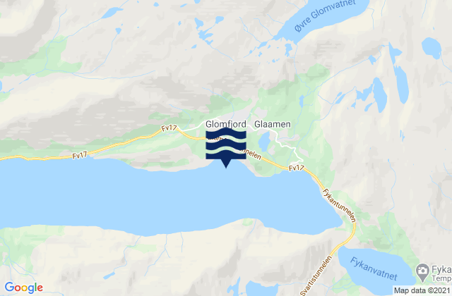 Mappa delle Getijden in Glomfjord, Norway
